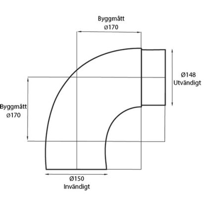 Rörböj Ø150 utan sotlucka-6891