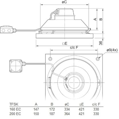 Takfläkt TFSK 160 EC Svart-5509