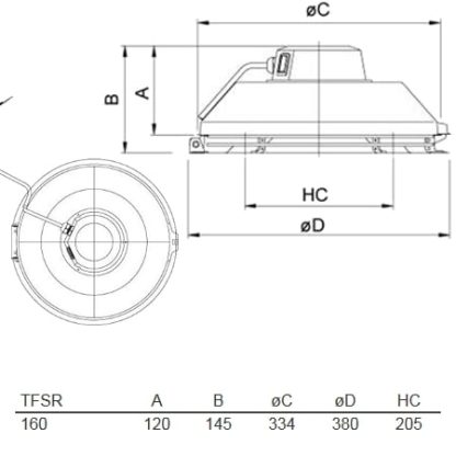 Takfläkt TFSR 160 EC Svart-5505