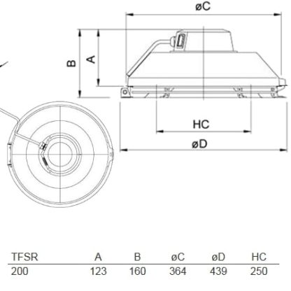 Takfläkt TFSR 200 Svart-5671