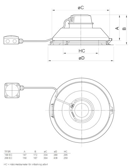 Takfläkt TFSR 200 EC Svart-5523