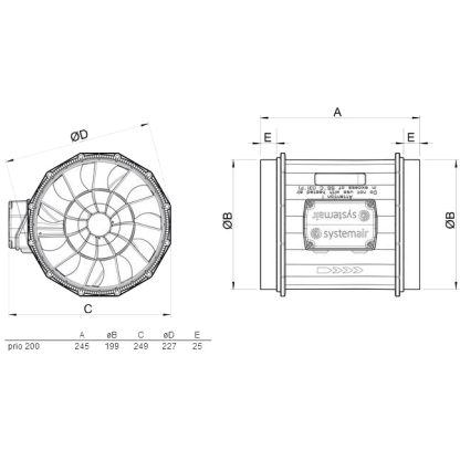 Kanalfläkt Systemair Prio 200 EC-1934