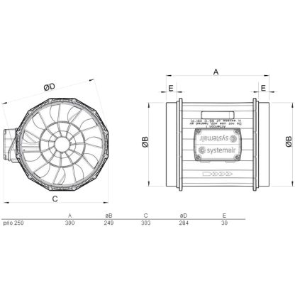 Kanalfläkt Systemair Prio 250 EC-1936